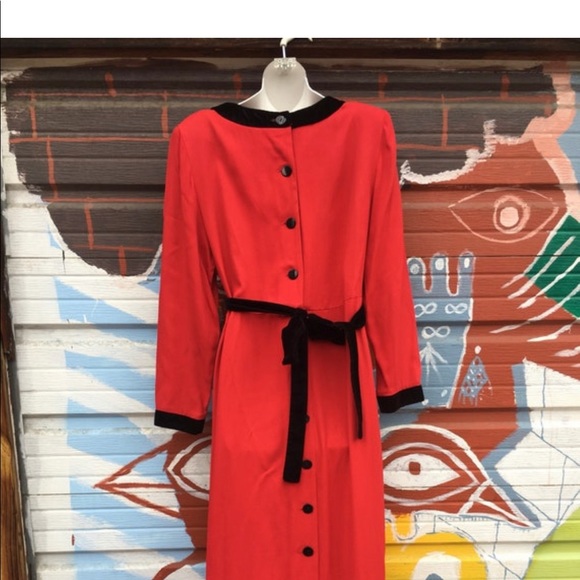 Vintage 80s Red Cocktail Dress Size 8 - Picture 4 of 4